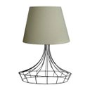 Ver imagem 1 de Abajur para Sala e Quarto Base Aramado Chapéu Preto Cúpula Bege