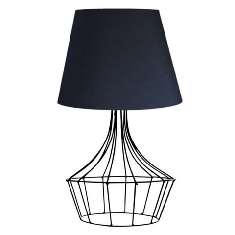 Abajur para Sala e Quarto Base Aramado Balão Preto Cúpula Preta