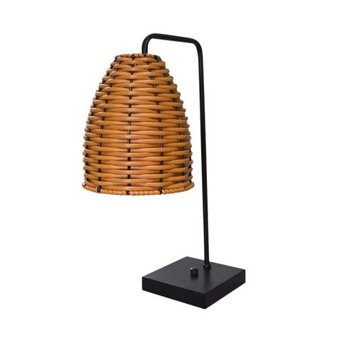 Abajur Luminária de Mesa com Cúpula de Junco - Preto - Areia
