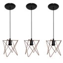Ver imagem 1 de Kit com 03 Lustres Luminária Pendente Aramado Modelo Estrela - Cobre