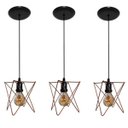 Ver imagem 2 de Kit com 03 Lustres Luminária Pendente Aramado Modelo Estrela - Cobre