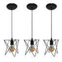 Ver imagem 1 de Kit com 03 Lustres Luminária Pendente Aramado Modelo Estrela - Preto