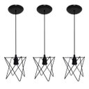Ver imagem 2 de Kit com 03 Lustres Luminária Pendente Aramado Modelo Estrela - Preto