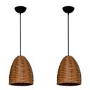 Ver imagem 1 de Kit com 02 Lustres de Junco - Luminária Pendente - Mode Sino - Cor Areia