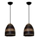 Ver imagem 1 de Kit com 02 Lustres de Junco - Luminária Pendente - Mode Sino - Cor Cappuccino