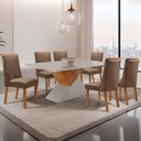 Ver imagem 2 de Mesa de Jantar Aster 180 cm Tampo MDF Vidro Canto Copo com 6 Cadeiras Yasmin