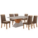 Ver imagem 1 de Mesa de Jantar Aster 180 cm Tampo MDF Vidro Canto Copo com 6 Cadeiras Yasmin