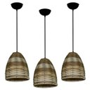 Ver imagem 1 de Kit com 03 Lustres de Junco - Luminária Pendente - Mode Sino - Cor Pinus