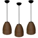 Ver imagem 1 de Kit com 03 Lustres de Junco - Luminária Pendente - Mode Sino - Cor Avelã