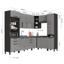 Ver imagem 4 de Cozinha Modulada Completa de Canto 8 Peças 469cm 15 Portas 4 Gavetas sem Tampo Mônaco Chumbo/Titânio