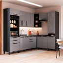 Ver imagem 1 de Cozinha Modulada Completa de Canto 8 Peças 469cm 15 Portas 4 Gavetas sem Tampo Mônaco Chumbo/Titânio