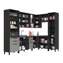 Ver imagem 2 de Cozinha Modulada Completa de Canto 8 Peças 469cm 15 Portas 4 Gavetas sem Tampo Mônaco Chumbo/Titânio