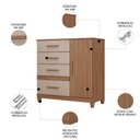 Ver imagem 3 de Cômoda para Quarto 98cm com 4 Gavetas Baco Carvalho/fendi Z17 - Mpozenato