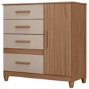 Ver imagem 1 de Cômoda para Quarto 98cm com 4 Gavetas Baco Carvalho/fendi Z17 - Mpozenato