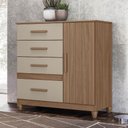 Ver imagem 2 de Cômoda para Quarto 98cm com 4 Gavetas Baco Carvalho/fendi Z17 - Mpozenato