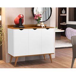 Aparador 3 Portas Buffet 4400 Pés Palito Madeira Branco / Nature - Comprar Moveis em Casa - 1