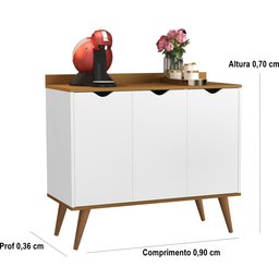 Aparador 3 Portas Buffet 4400 Pés Palito Madeira Branco / Nature - Comprar Moveis em Casa - 3