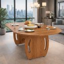 Ver imagem 2 de Mesa de Jantar Oval com Tampo de Vidro e 2 Bancos para Cozinha Integrada:nature