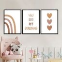 Ver imagem 1 de Kit 3 Quadros Infantis Escandinavos - Sunshine 45x34cm:moldura Branca
