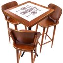 Ver imagem 1 de Conjunto Mesa Madeira Azulejo 60x60cm - Bistrô Fixa 98cm + 3 Banquetas 73 - Natural - More Wine
