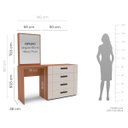 Ver imagem 3 de Cômoda Penteadeira Lisboa 4 Gavetas com Espelho 149x160cm Creme/Freijó 250800
