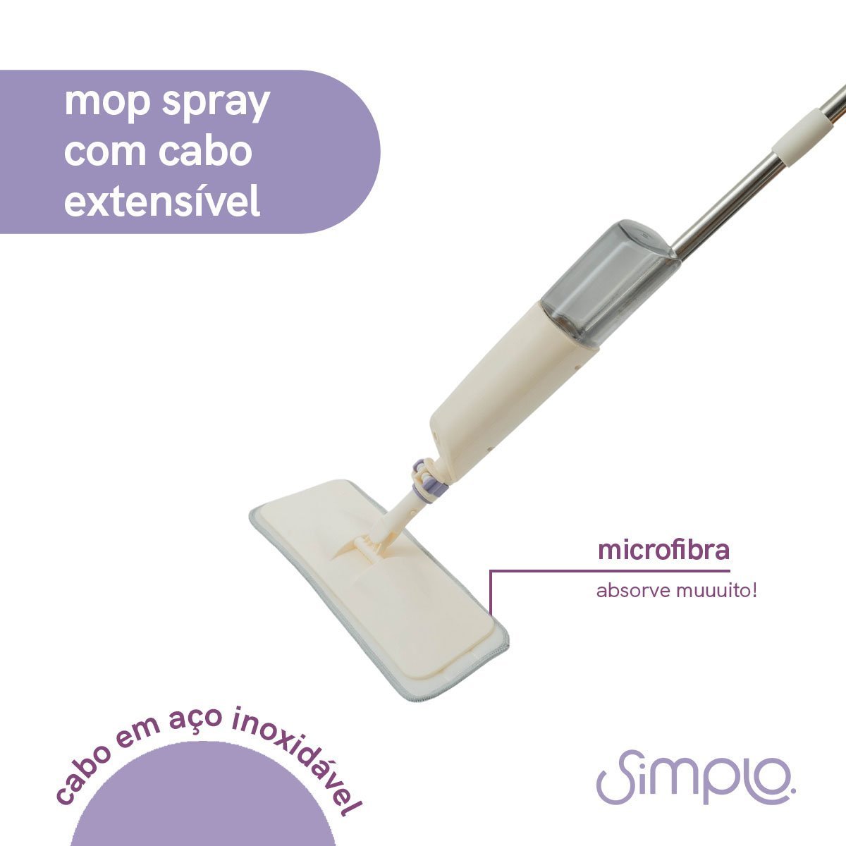 Mop Spray com Cabo Extensível e Dispenser - Simplo - 3