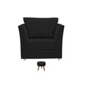 Ver imagem 2 de Conjunto 01 Poltrona Lisboa Decorativa + 01 Puff Redondo Decorativo Suede Preto