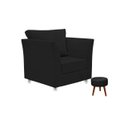 Ver imagem 1 de Conjunto 01 Poltrona Lisboa Decorativa + 01 Puff Redondo Decorativo Suede Preto