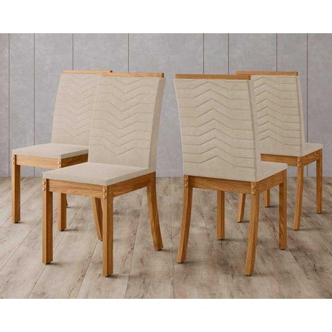 Kit 4 Cadeiras Sala Jantar Isa 4 Un Nature/linho Bege - Henn