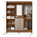 Ver imagem 3 de Guarda Roupa Solteiro Ambiente Atenas com Espelho 4 Portas Carvalho Fendi – Moval