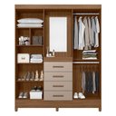 Ver imagem 2 de Guarda Roupa Solteiro Ambiente Atenas com Espelho 4 Portas Carvalho Fendi – Moval