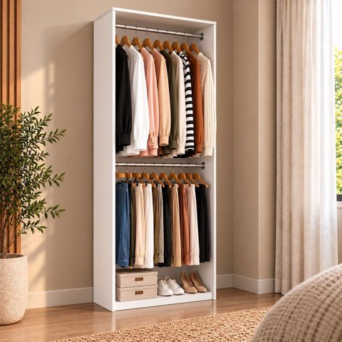 Armário Closet Modulado Cabideiro Arara Max Branco