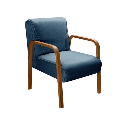 Poltrona Decorativa Anita Para Sala Quarto Recepção - Linho Azul