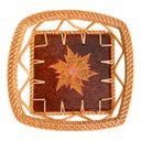 Ver imagem 1 de Bandeja Quadrada Rattan e Ceramica Floral Pintada a Mao
