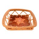 Ver imagem 2 de Bandeja Quadrada Rattan e Ceramica Floral Pintada a Mao