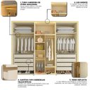Ver imagem 6 de Guarda-Roupa Casal 6 Portas 2 Portas Reflecta com LED com Pés 100% MDF Splendor Off White