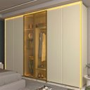 Ver imagem 1 de Guarda-Roupa Casal 6 Portas 2 Portas Reflecta com LED com Pés 100% MDF Splendor Off White