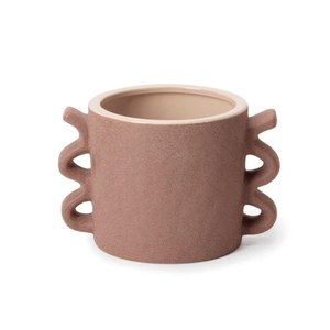 Vaso em Cerâmica Alças Marrom 13,5 x 20,5cm