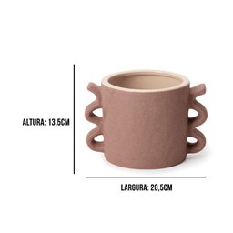 Vaso em Cerâmica Alças Marrom 13,5 x 20,5cm - 3