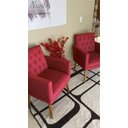 Ver imagem 5 de Kit Clássico 2 Poltronas Cadeira para Sala de Espera Resistente Recepção Pés de Madeira