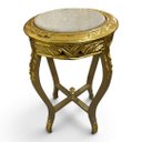 Ver imagem 4 de Mesa Auxiliar Redonda Clássica Dourada com Tampo de Mármore a: 70cm D: 40cm