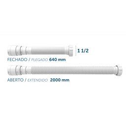 Sifão Turbo Extensivo Longo Universal 2,0m Branco Blukit - 5