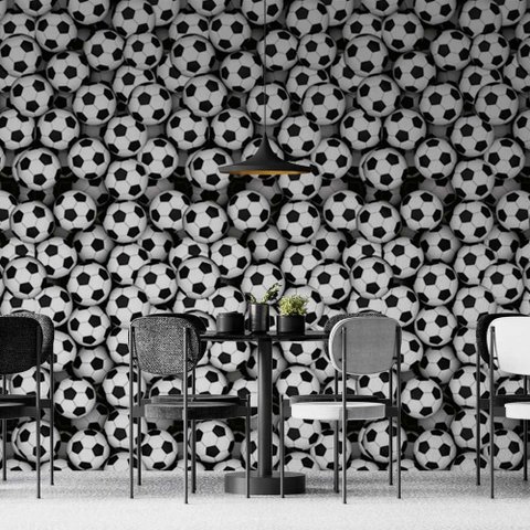 Papel de Parede Casual Bolas de Futebol Textura Gh Papel de Parede 2,5m