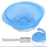 Kit Prato Bowl Fundo Com Ventosa Tampa e Talheres Garfo e Colher Anatômico de Silicone BabyGo - Azul - 3