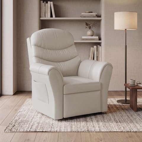 Poltrona do Papai Reclinável Premium Alto Conforto Luxuosa para Descanso Courino Bege