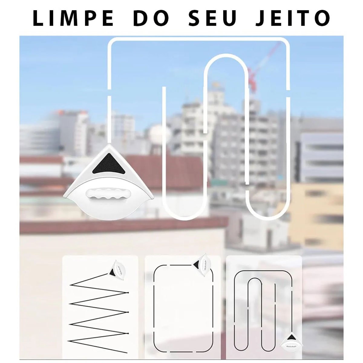 Limpa Vidro Magnetico Limpador Janela Vidraça Espelho Porcelana Dupla Face Dois Lados Ima Forte Rodo - 5