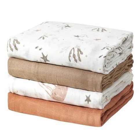 Momcozy Manta Swaddle em Musselina, 47x47", Ultra Macia e Respirável (ocean World)