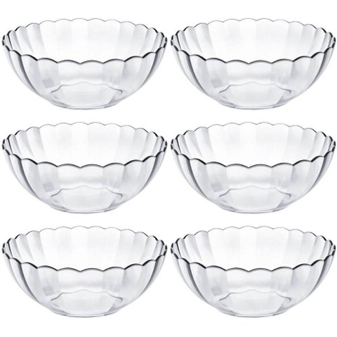 Jogo 6 Tigelas de Vidro Saladeira Redonda Grande 3 Litros Bowl Bella Marinex Cozinha