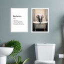 Ver imagem 1 de Kit 2 Quadros Decorar Banheiro - Elefantinho 24x18cm - com Vidro:moldura Preta