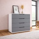 Ver imagem 1 de Cômoda para Quarto 4 Gavetas 90cm Madri Cinza/Branco